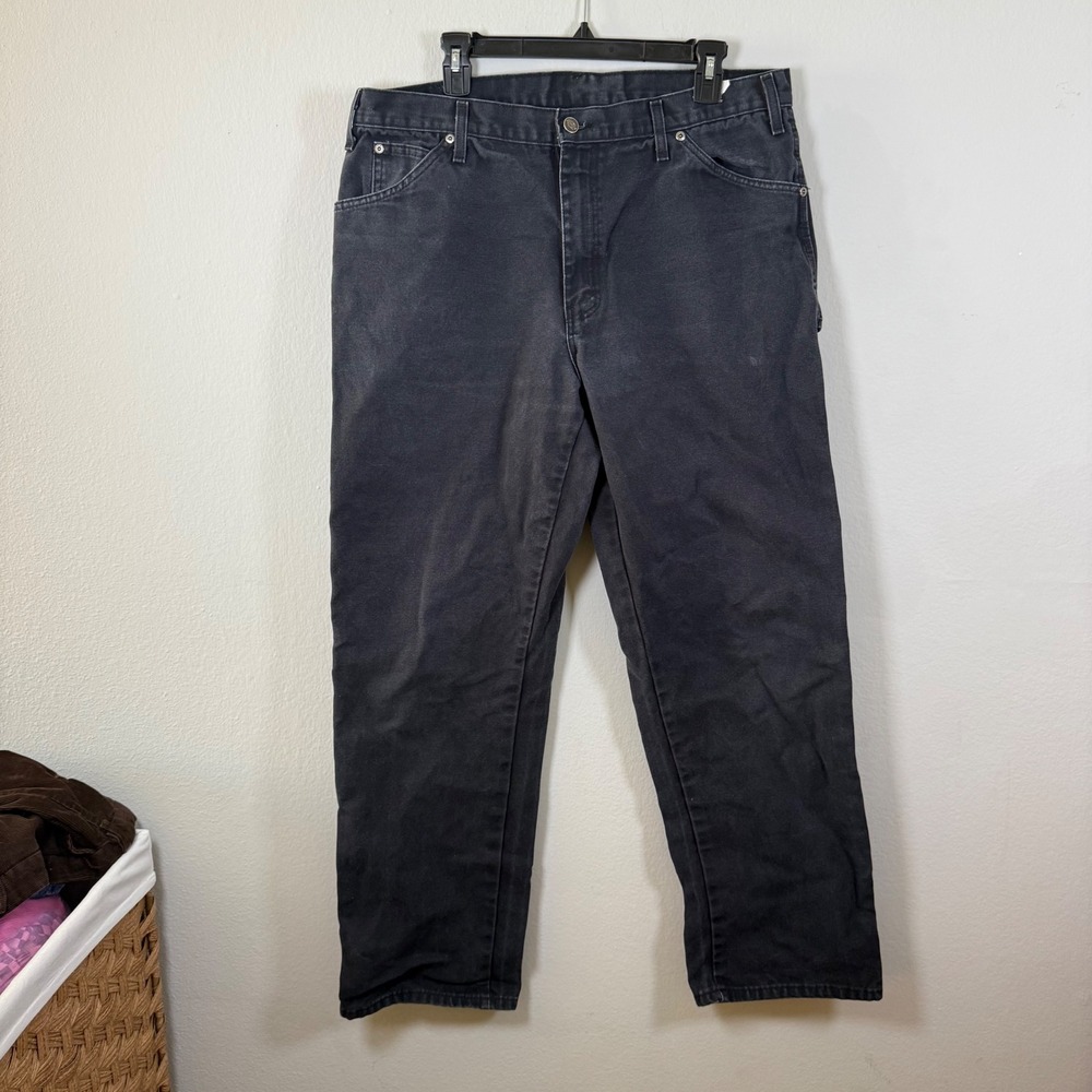 Dickies Mens Charcoal Gray Carpenter Work Pants Size 36x32 denim jeans dark wash